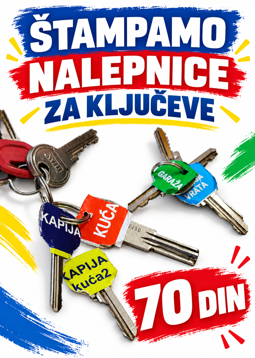 ŠTAMPANJE NALEPNICE ZA KLJUČ U BOJI